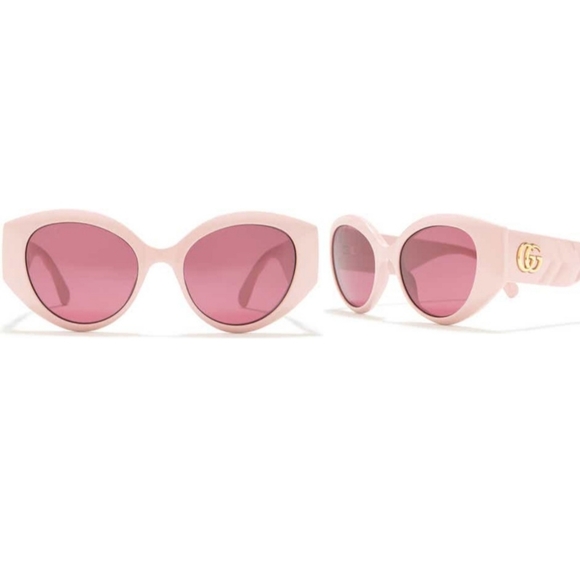 Gucci GG0809S Oversized Pink Quilted Cat Eye Sunglasses Pink Lens main image 6